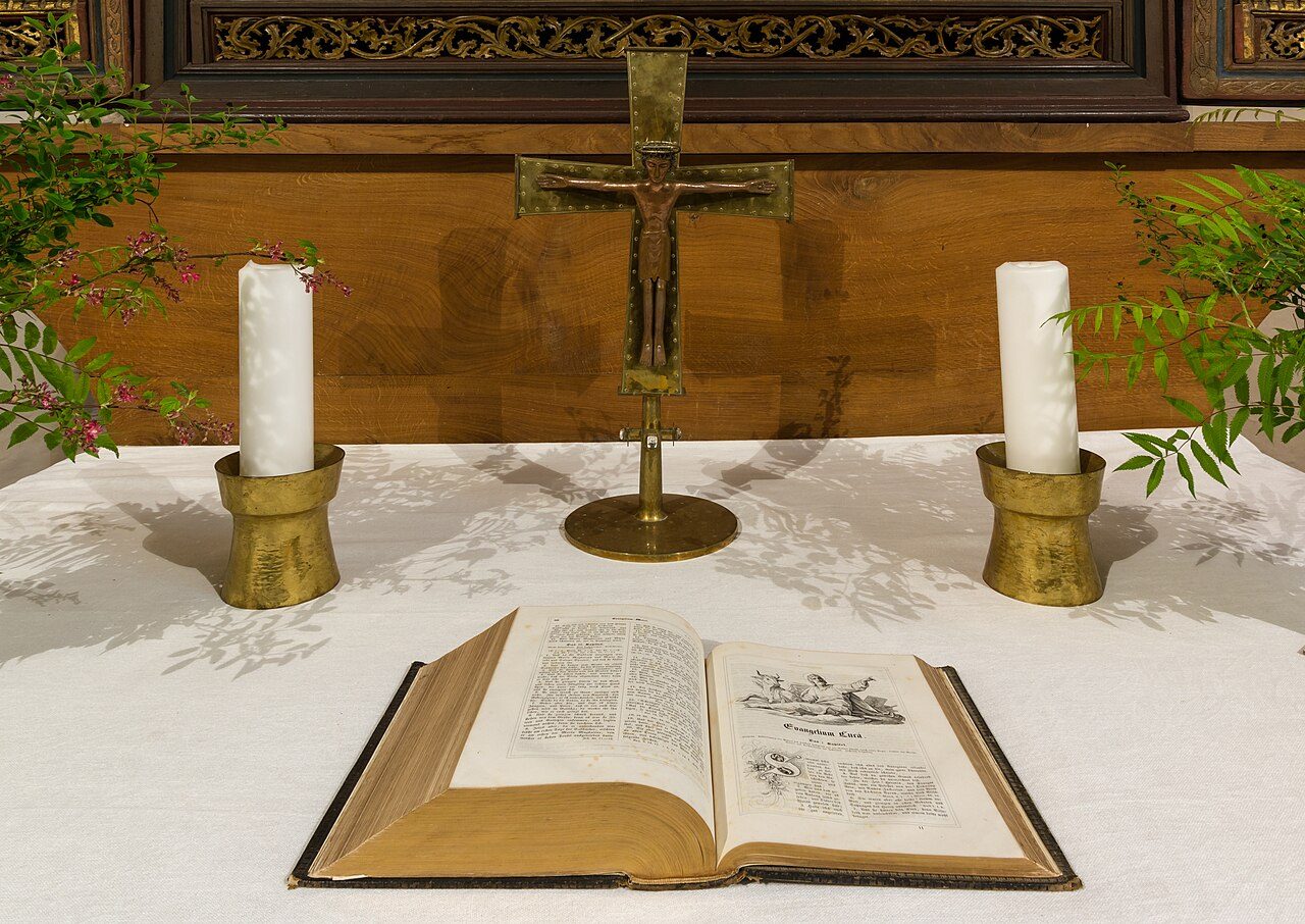 A candle-lit church interior at Heiligengrabe, Germany