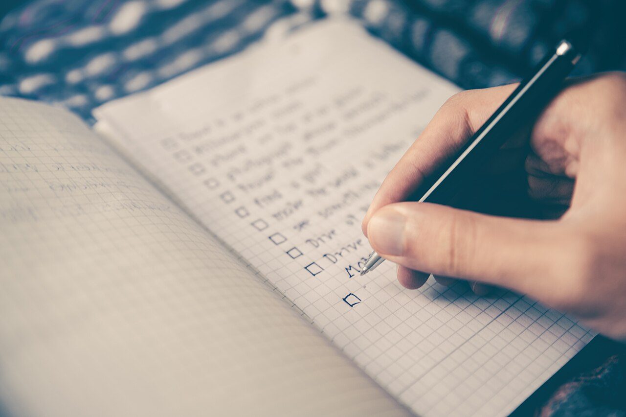 A handwritten list on paper